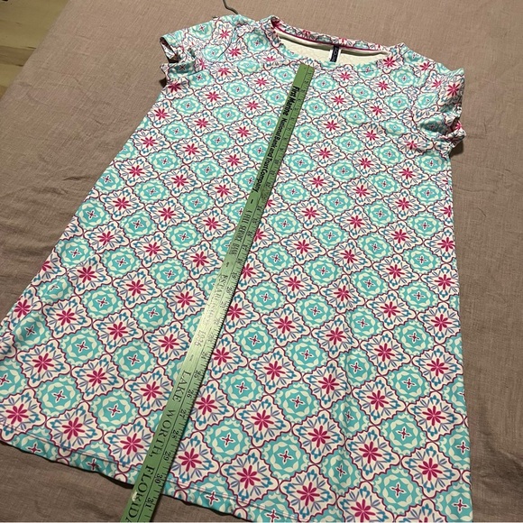 Size Large Floral Patterned Swim Dress Teal Pink modest coverup summer beach - Picture 7 of 7